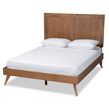 Baxton Studio Amira Mid-Century Modern Transitional Ash Walnut Finished Wood King Size Platform Bed 180-11157-9409-Zoro